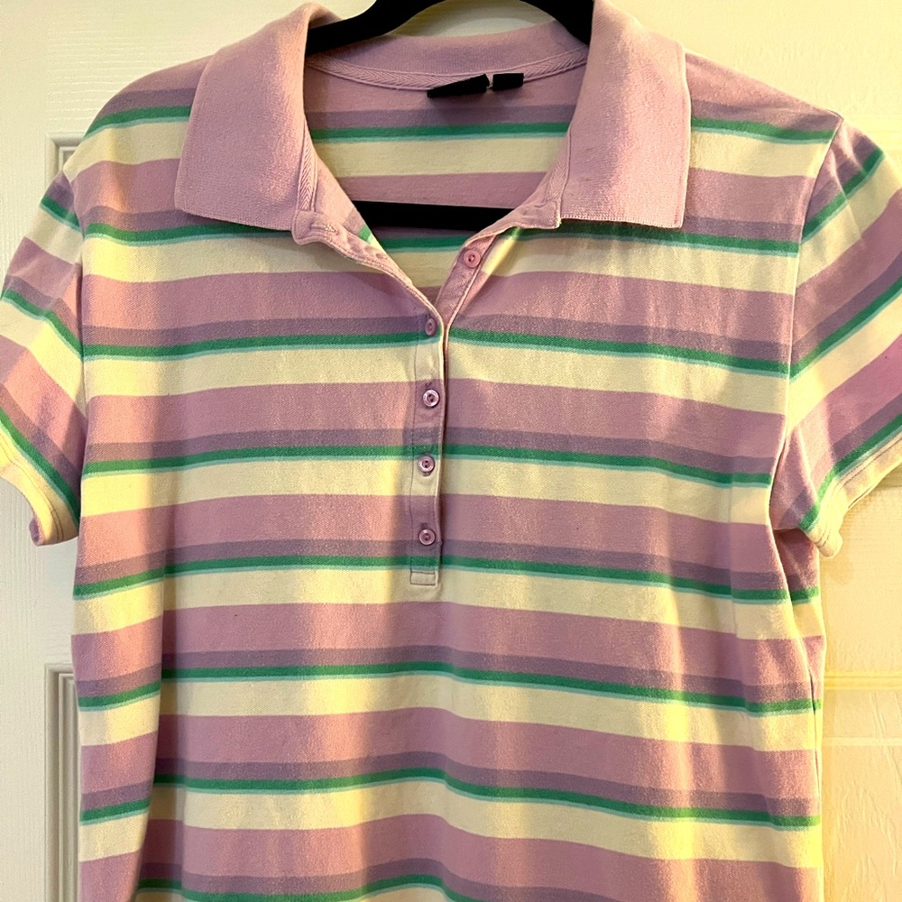 XL Purple Striped Short Sleeve Shirt